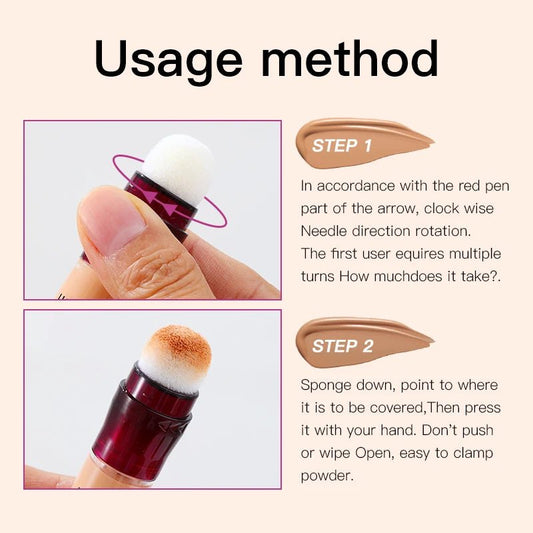 New Sponge Head Concealer – Long - Lasting Moisturizing Liquid Foundation | Brightens Skin, Covers Dark Circles, Freckles & Blemishes - Velura