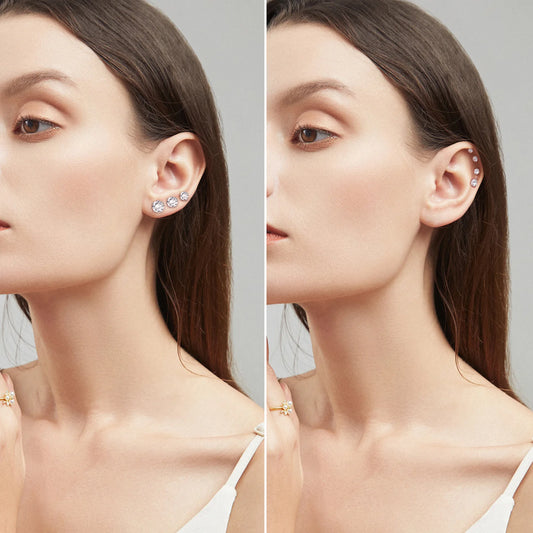 LUXUSTEEL Stainless Steel Cubic Zirconia Earrings – Small Multilayer Silver Studs for Women | Party & Everyday Jewelry 2025 - Velura