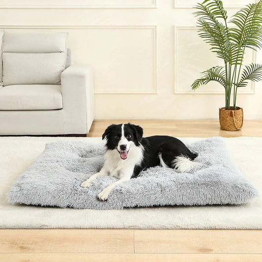 🐾 Deluxe Plush Washable Dog Bed – Anti - Slip Pet Sleeping Mat (35"x23") | Comfortable Kennel Pad for Large, Medium & Small Dogs - Velura