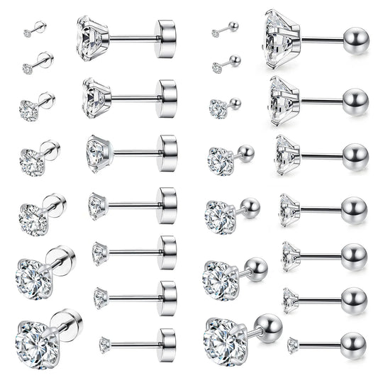 LUXUSTEEL Stainless Steel Cubic Zirconia Earrings – Small Multilayer Silver Studs for Women | Party & Everyday Jewelry 2025 - Velura
