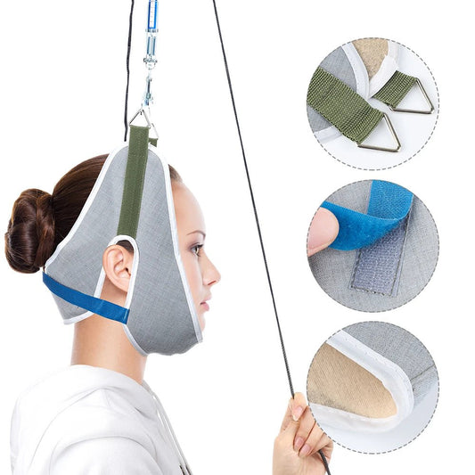 Over Door Hanging Neck Traction Kit Cushion Belt Brace Adjustable Cervical Correction Stretcher Back Head Massager - Velura