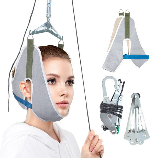 Over Door Hanging Neck Traction Kit Cushion Belt Brace Adjustable Cervical Correction Stretcher Back Head Massager - Velura