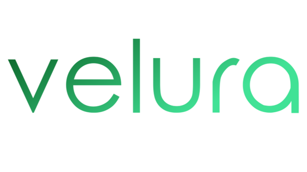 Green 'velura' logo on a white background

